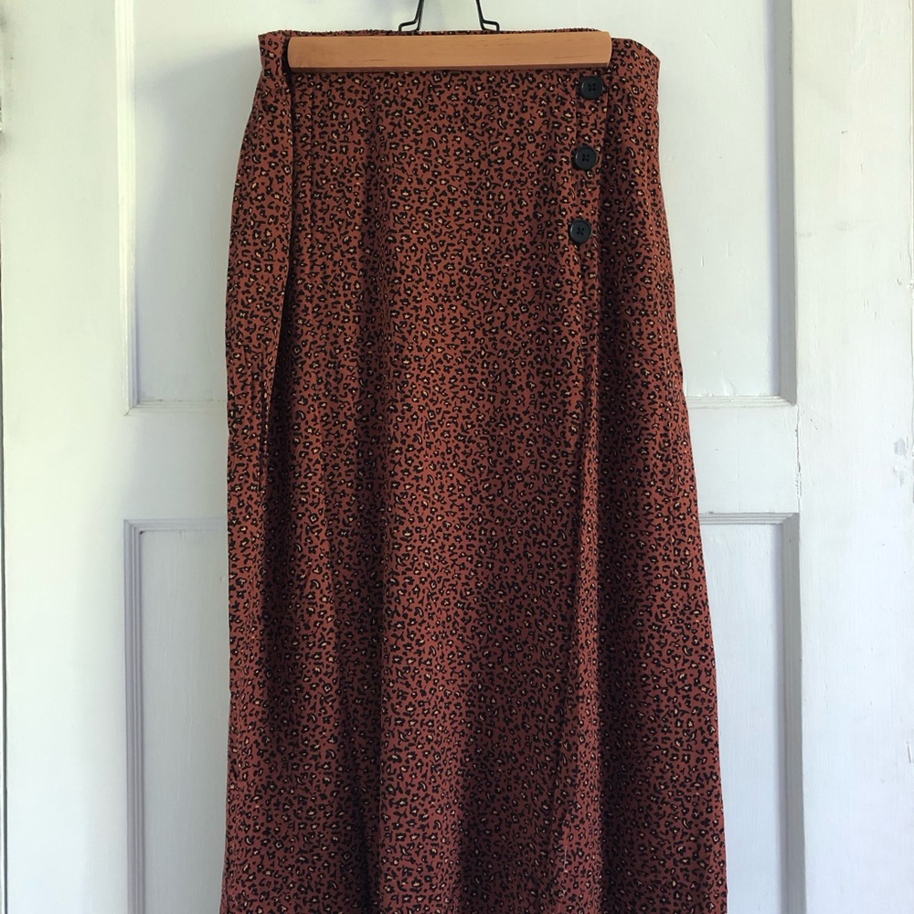 Rachel Brown Black Midi A-Line Skirt with Slit